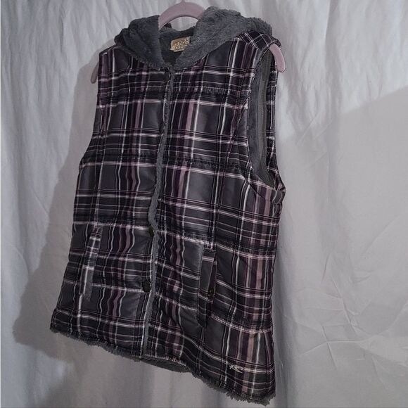 O'neill Girls Gray  Purple Vest Jacket With Hood Size L - Picture 4 of 11